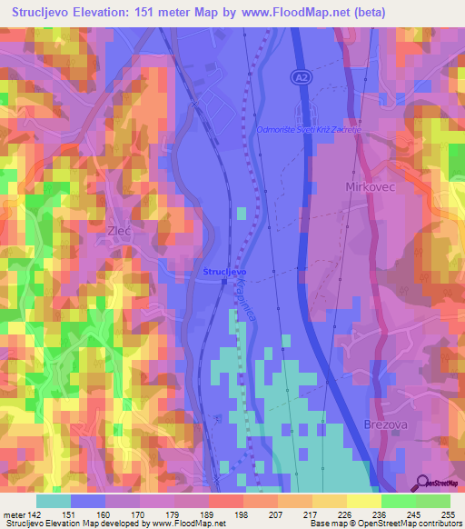 Strucljevo,Croatia Elevation Map