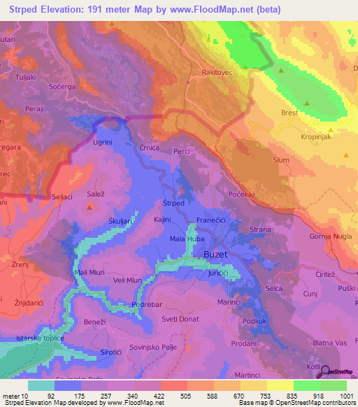 Strped,Croatia Elevation Map