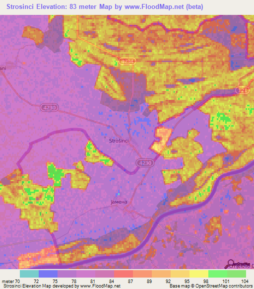 Strosinci,Croatia Elevation Map