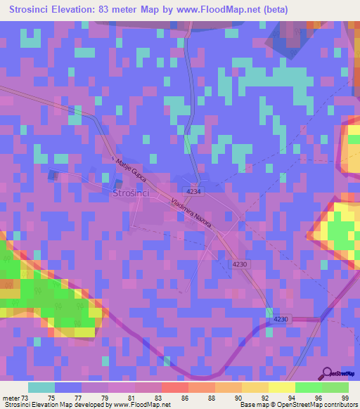 Strosinci,Croatia Elevation Map