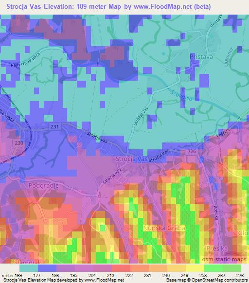 Strocja Vas,Slovenia Elevation Map