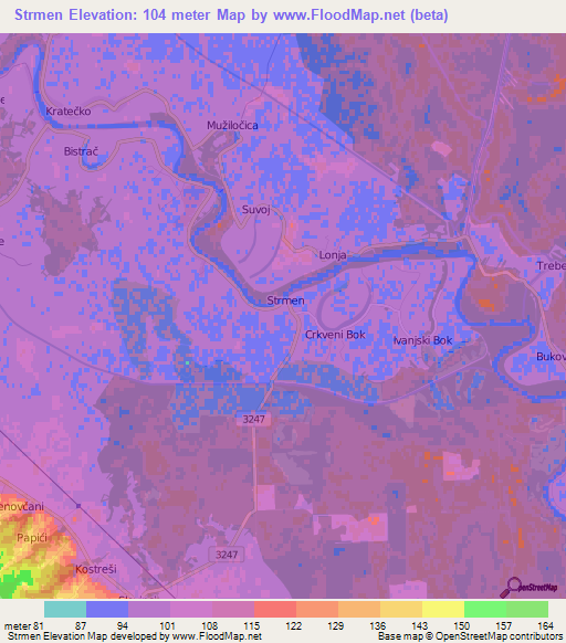 Strmen,Croatia Elevation Map