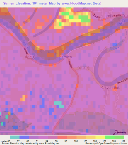 Strmen,Croatia Elevation Map