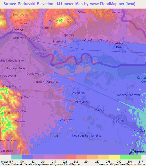 Strmec Podravski,Croatia Elevation Map