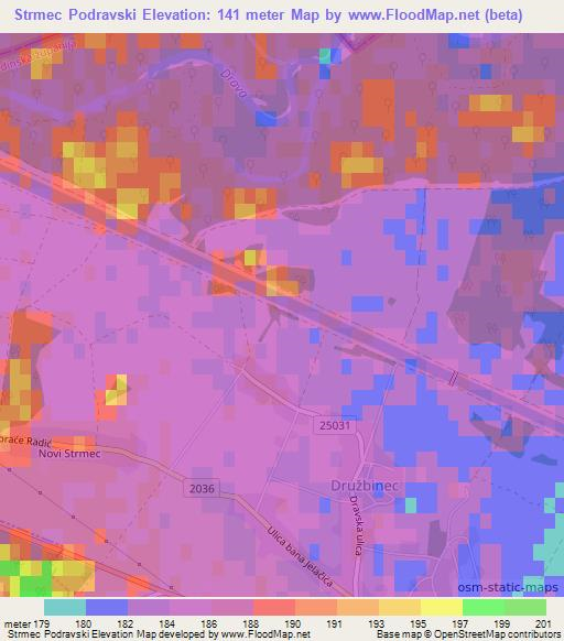 Strmec Podravski,Croatia Elevation Map