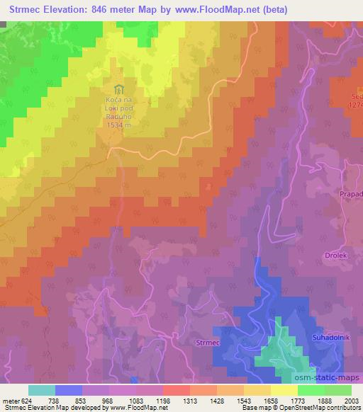 Strmec,Slovenia Elevation Map