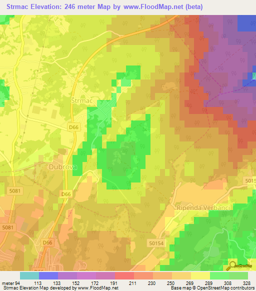 Strmac,Croatia Elevation Map