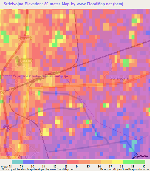 Strizivojna,Croatia Elevation Map