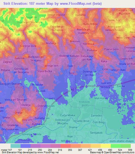 Strit,Slovenia Elevation Map