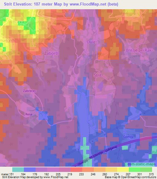 Strit,Slovenia Elevation Map