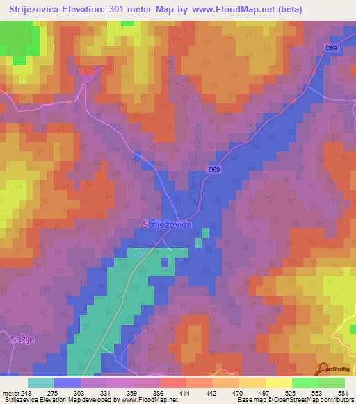 Strijezevica,Croatia Elevation Map