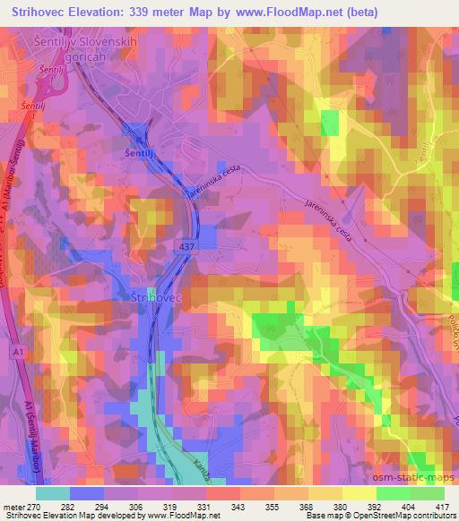 Strihovec,Slovenia Elevation Map