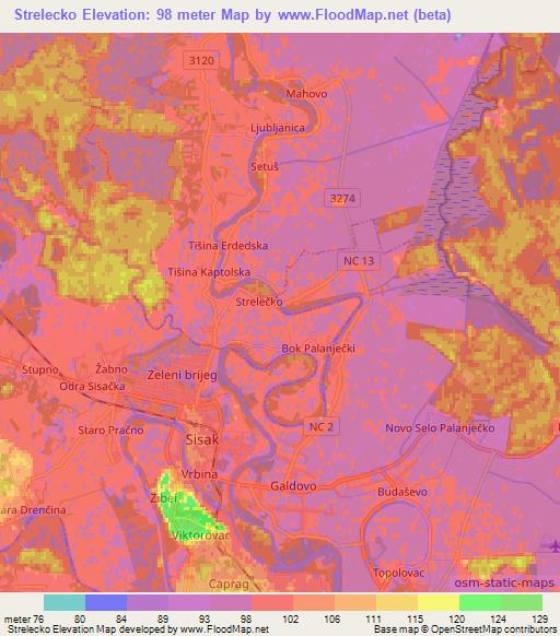 Strelecko,Croatia Elevation Map