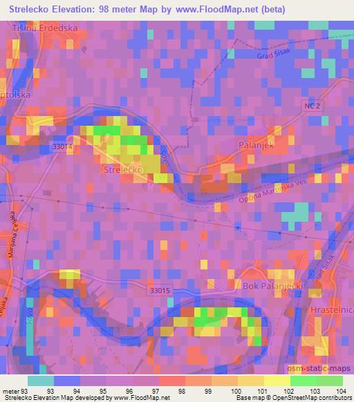 Strelecko,Croatia Elevation Map