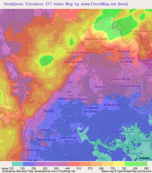 Strekljevec,Slovenia Elevation Map