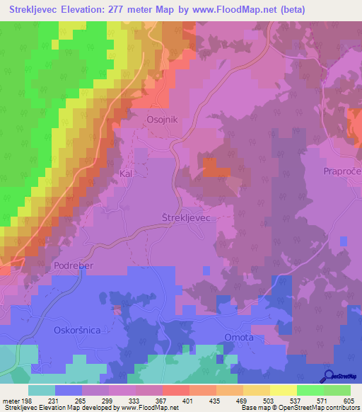 Strekljevec,Slovenia Elevation Map