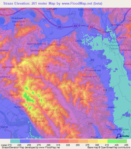 Straze,Slovenia Elevation Map