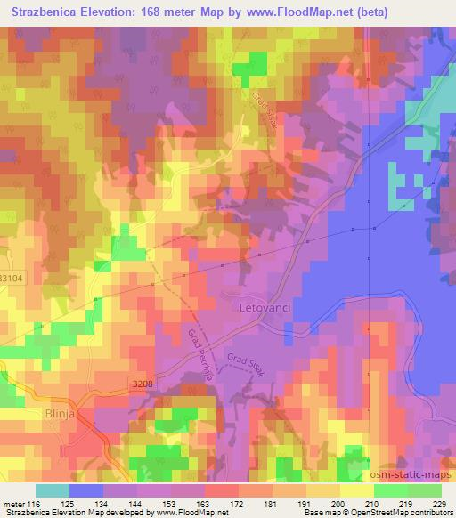 Strazbenica,Croatia Elevation Map