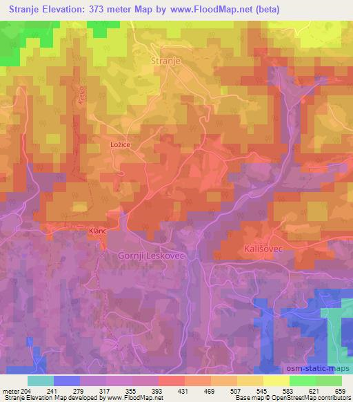 Stranje,Slovenia Elevation Map