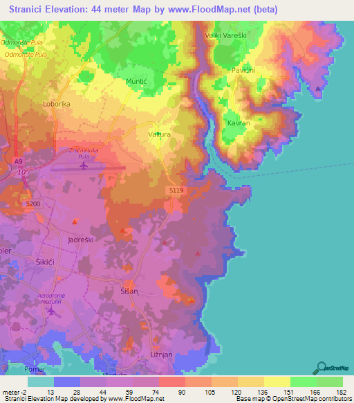 Stranici,Croatia Elevation Map