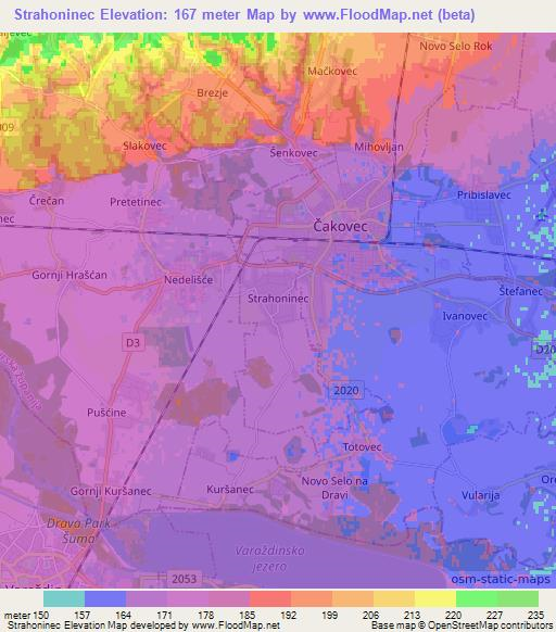 Strahoninec,Croatia Elevation Map