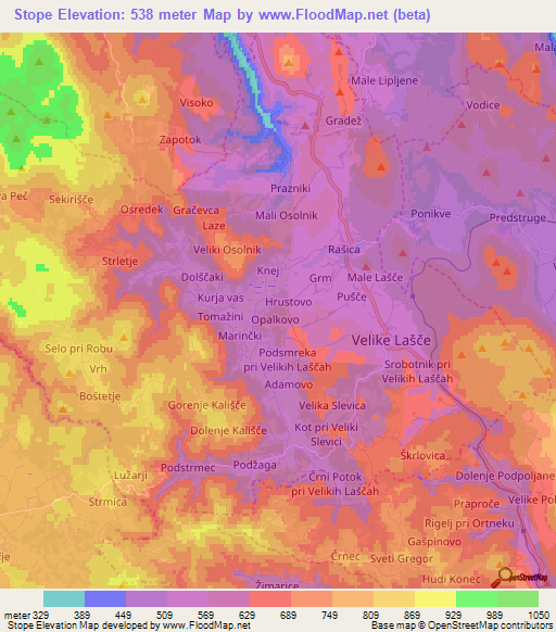 Stope,Slovenia Elevation Map