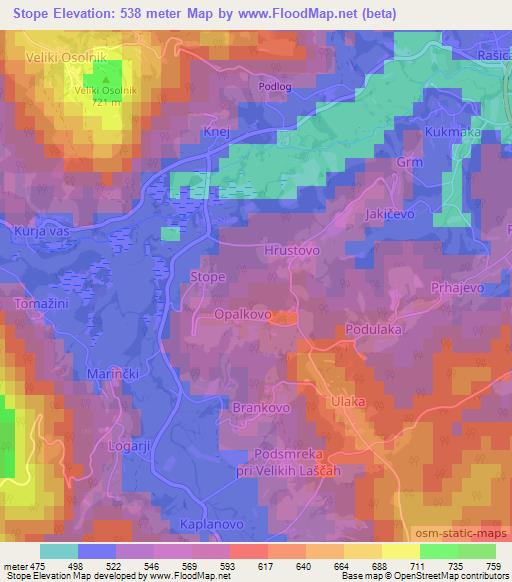 Stope,Slovenia Elevation Map