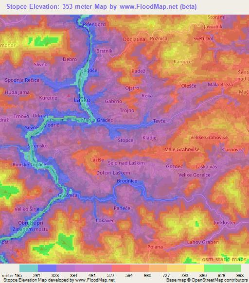 Stopce,Slovenia Elevation Map