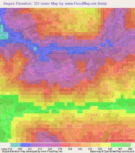 Stopce,Slovenia Elevation Map