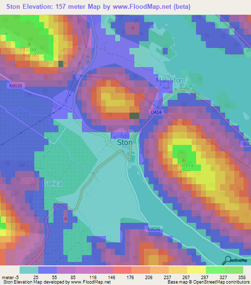 Ston,Croatia Elevation Map