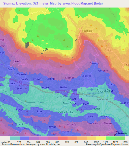 Stomaz,Slovenia Elevation Map