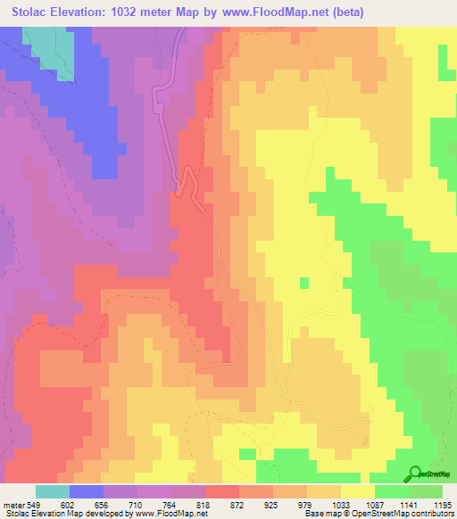 Stolac,Croatia Elevation Map