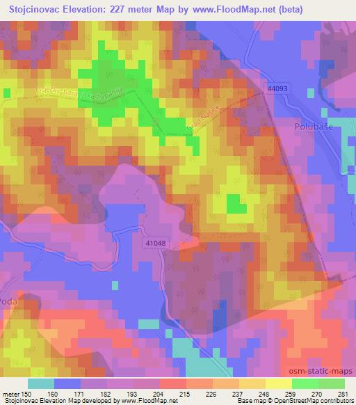 Stojcinovac,Croatia Elevation Map