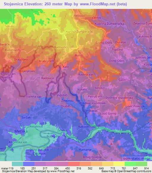 Stojavnica,Croatia Elevation Map