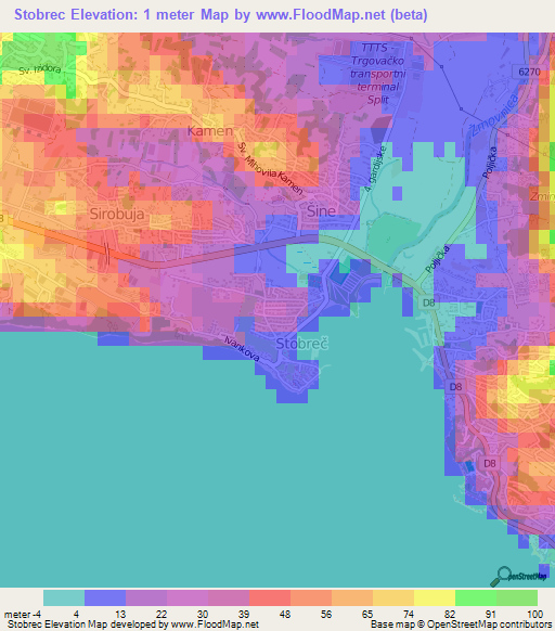 Stobrec,Croatia Elevation Map