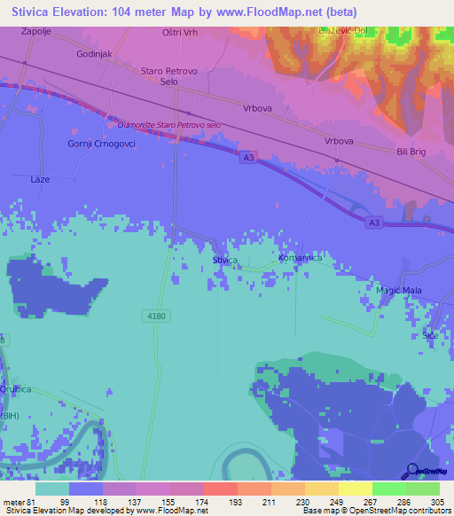 Stivica,Croatia Elevation Map