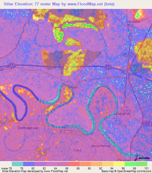 Stitar,Croatia Elevation Map