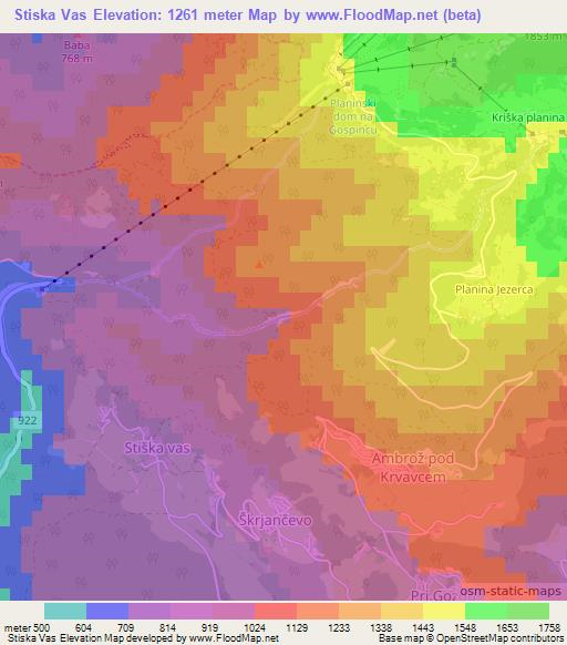 Stiska Vas,Slovenia Elevation Map