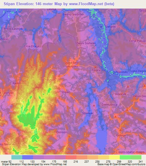 Stipan,Croatia Elevation Map