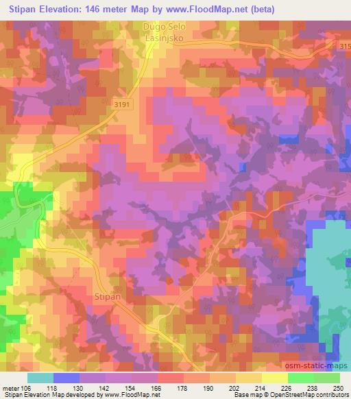 Stipan,Croatia Elevation Map