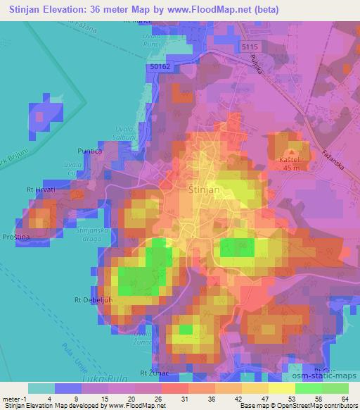 Stinjan,Croatia Elevation Map