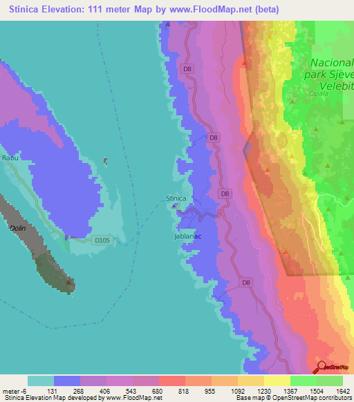 Stinica,Croatia Elevation Map