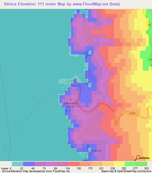 Stinica,Croatia Elevation Map