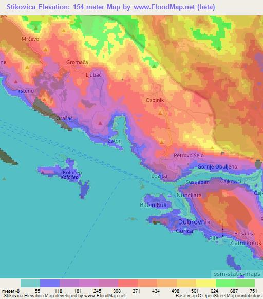 Stikovica,Croatia Elevation Map