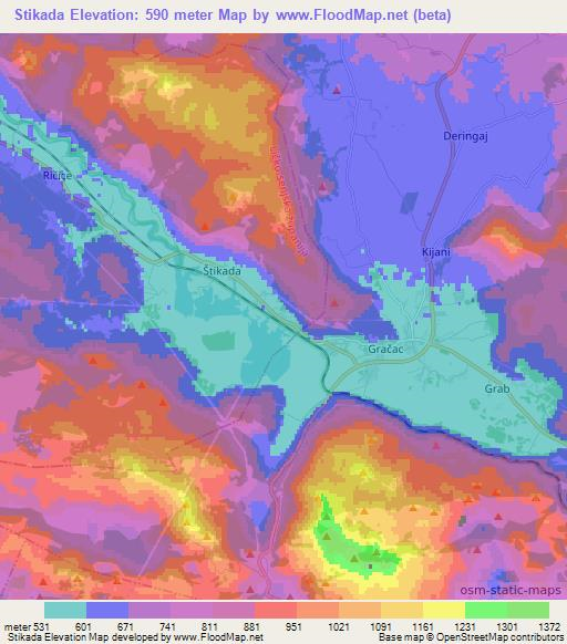 Stikada,Croatia Elevation Map