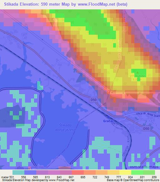 Stikada,Croatia Elevation Map