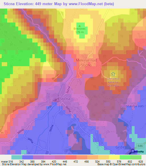 Sticna,Slovenia Elevation Map