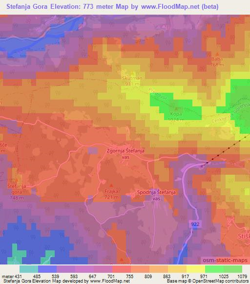 Stefanja Gora,Slovenia Elevation Map