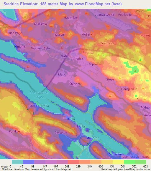 Stedrica,Croatia Elevation Map