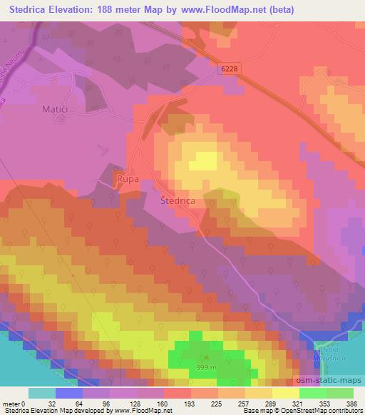 Stedrica,Croatia Elevation Map